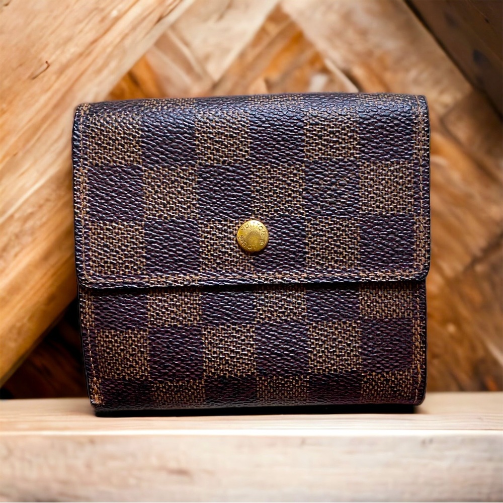 *Authentic Louis Vuitton Damier Ebene canvas Elise compact wallet*